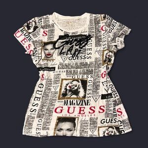 Y2K Grunge White Baby Tee by Guess!
